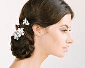 ALEXANDRA Rhinestone Floral Comb Set- bridal comb, veil comb, headpiece, wedding