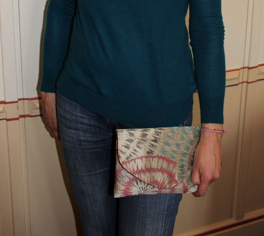 Multicolor fireworks Lolie envelope clutch - Luxurious iPad Mini case - Quality fabric - Made in France