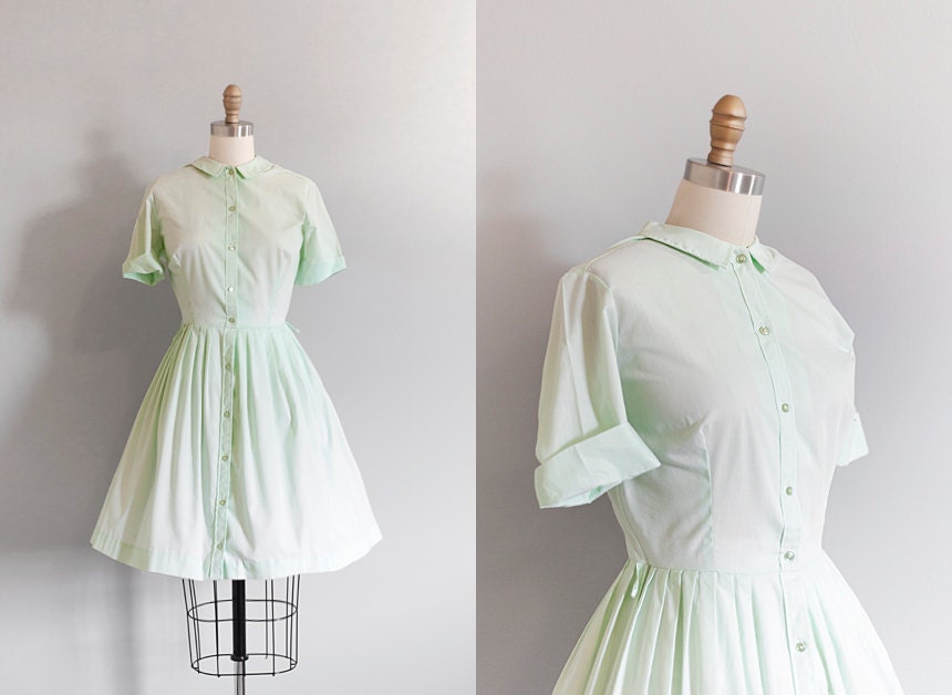 1950s MINT Shirtwaist Dress // Large