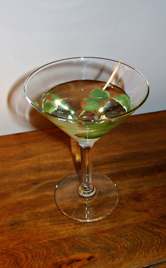 Glass of Fake Martini With Two Olives 6.25 Faux by FakeFoodDecor