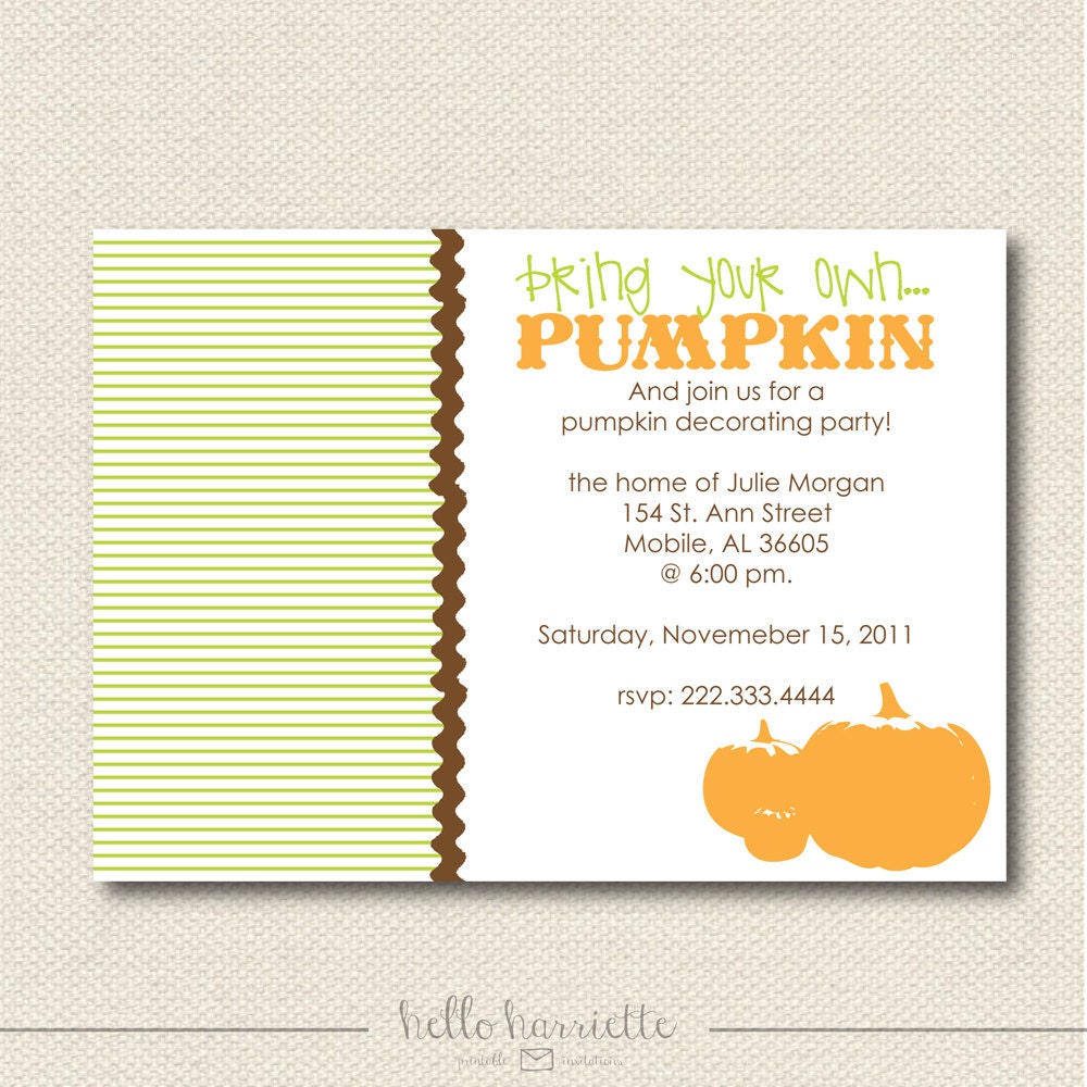 PRINTABLE Bring Your Own Pumpkin Party Invite