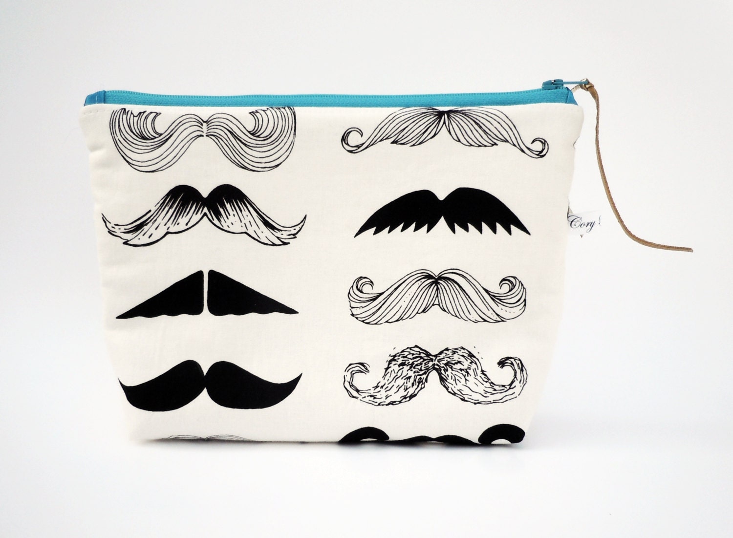 Mustache Cosmetics Bag, Makeup Bag, Zipper Pouch