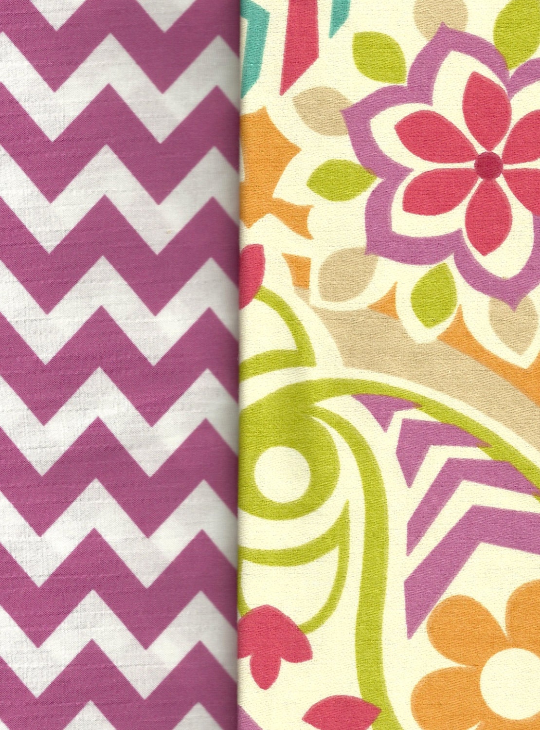 baby girl bedding in Chevron ,Paisley and Dots --includes bumper set , crib sheet and skirt