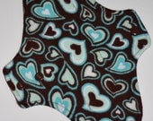 Teal Hearts Flannel Reusable Cloth Pantyliner Pad