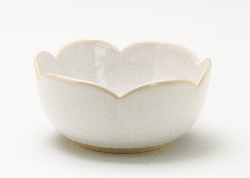 Small Bright White Flower Bowl