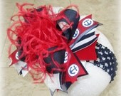Anchor Navy Nautical Sail Boat Over the Top Ostrich Feather Hair Bow OTT Boutique Pageant Hairbow Large Feathers Matching Headband Included