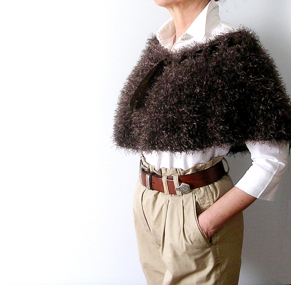 Chocolate Brown Capelet   Poncho   Crochet Teacher's Style