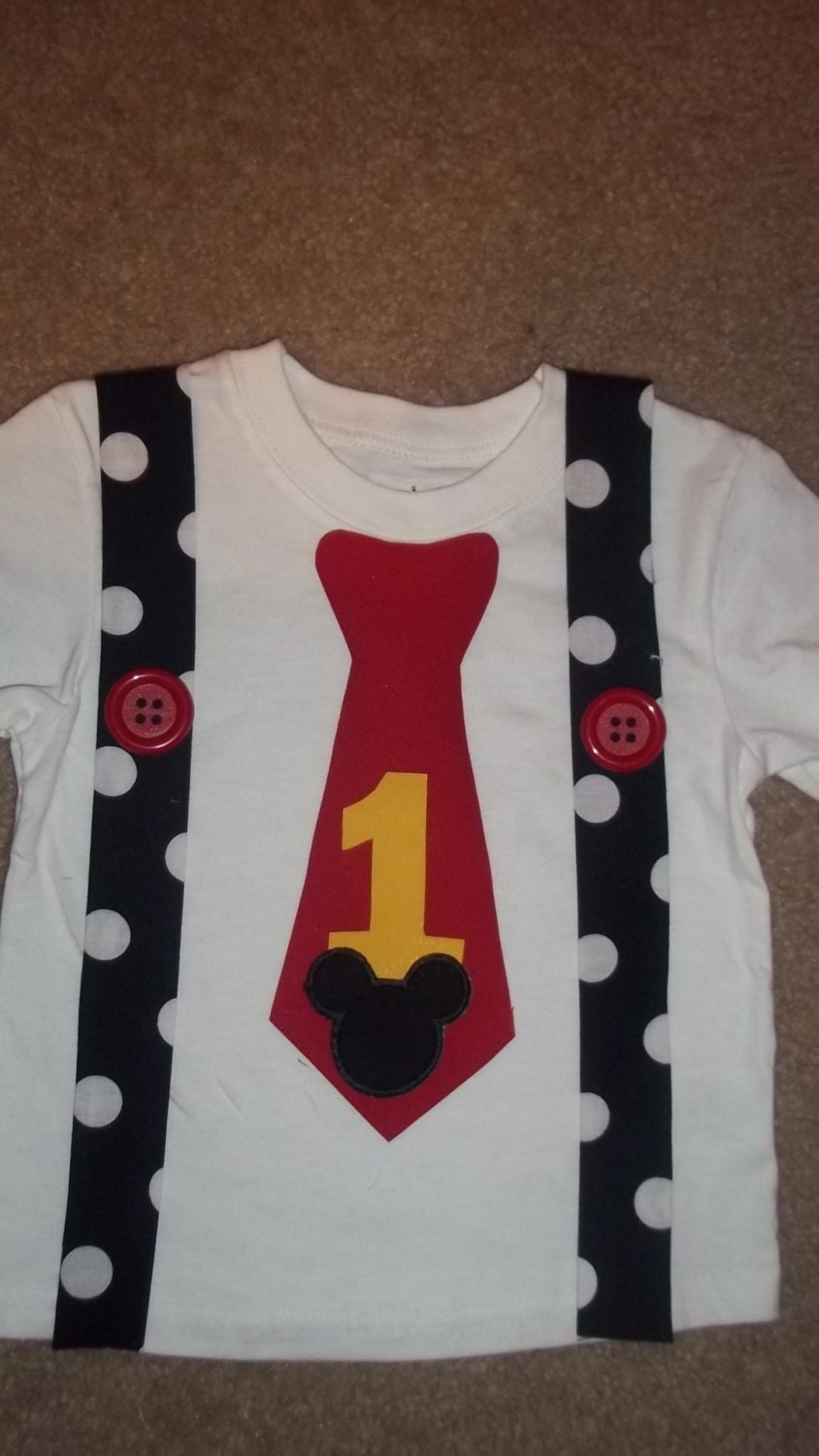 Boys Mouse Tie and Suspenders Shirt