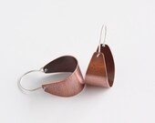 Arc shaped copper earrings lightly patterned and oxidized, perfect for everyday wear and a splash of color - "Small Copper Scoop Earrings"