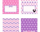 Diy Minnie's Bow-tique Food Label or Name place card, Tabel tent cards, PRINTABLE,  Minnie Mouse  Party Decoration, INSTANT DOWNLOAD