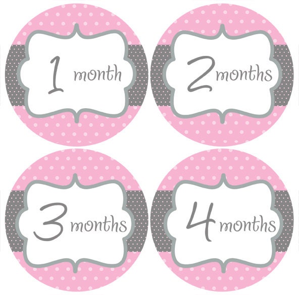baby month stickers (140polka) pink polka dots girl monthly age stickers baby shower gift milestone