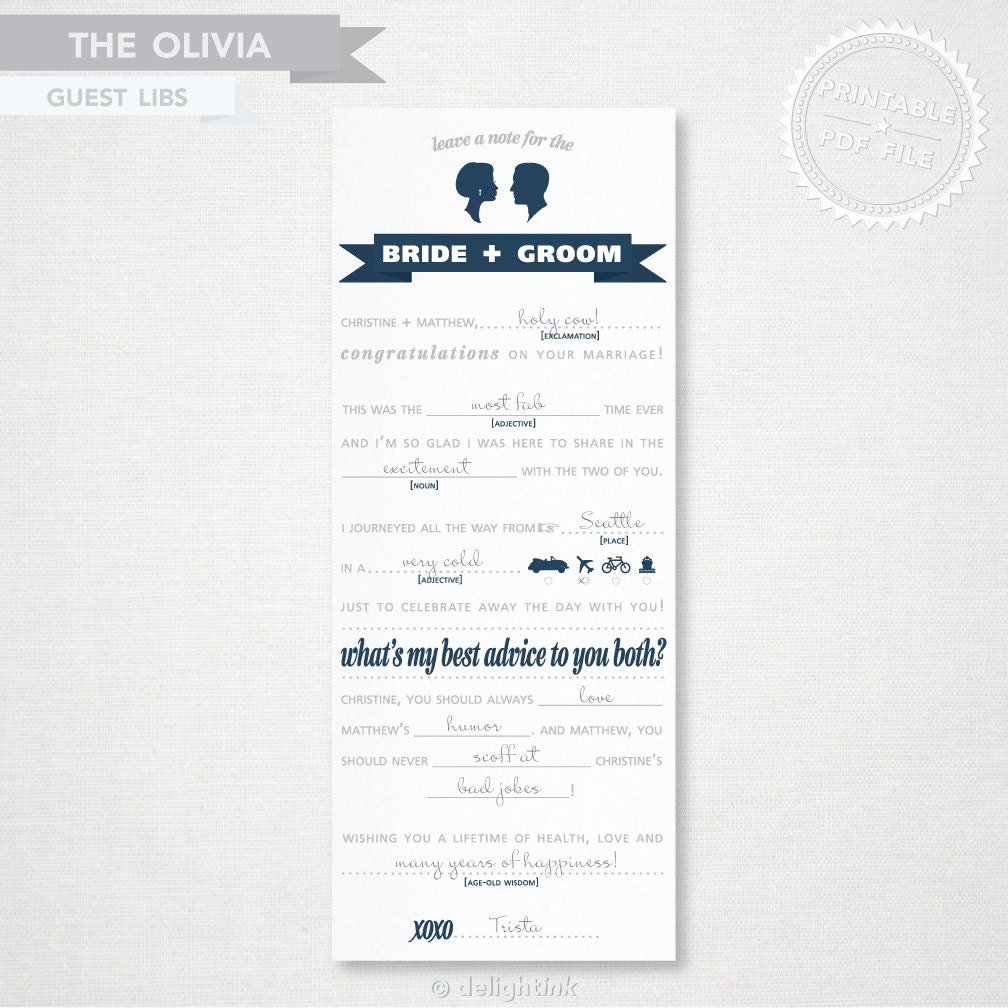 PRINTABLE 'Olivia' Guest Libs