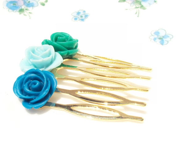 Gold Flower Hair Comb - Bridal - Bridesmaid