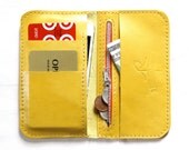 Leather iphone wallet in Chartreuse Yellow