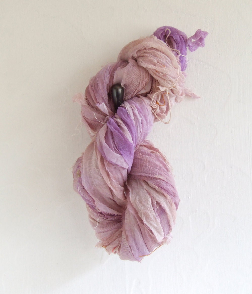 Tattered Silk Chiffon Ribbon - handyed - 10 yds