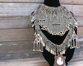 Tribal Belly Dance Jewel and Metal Fringe Belt, Necklace or Swag