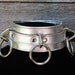 Metallic Silver Leather Collar with Three Rings