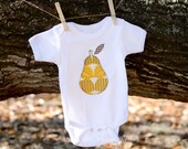 Baby Girl Clothes // Pear Clothing Onesie // One Piece // Size 6-12 months // Girls Clothing // Yellow and Gray