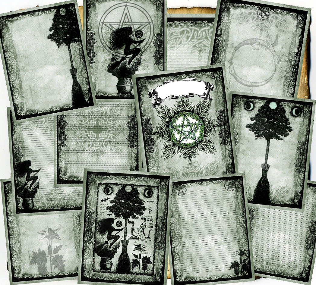 Digital BoS Pages - Green Hedge Witch - 12 original spell pages to download
