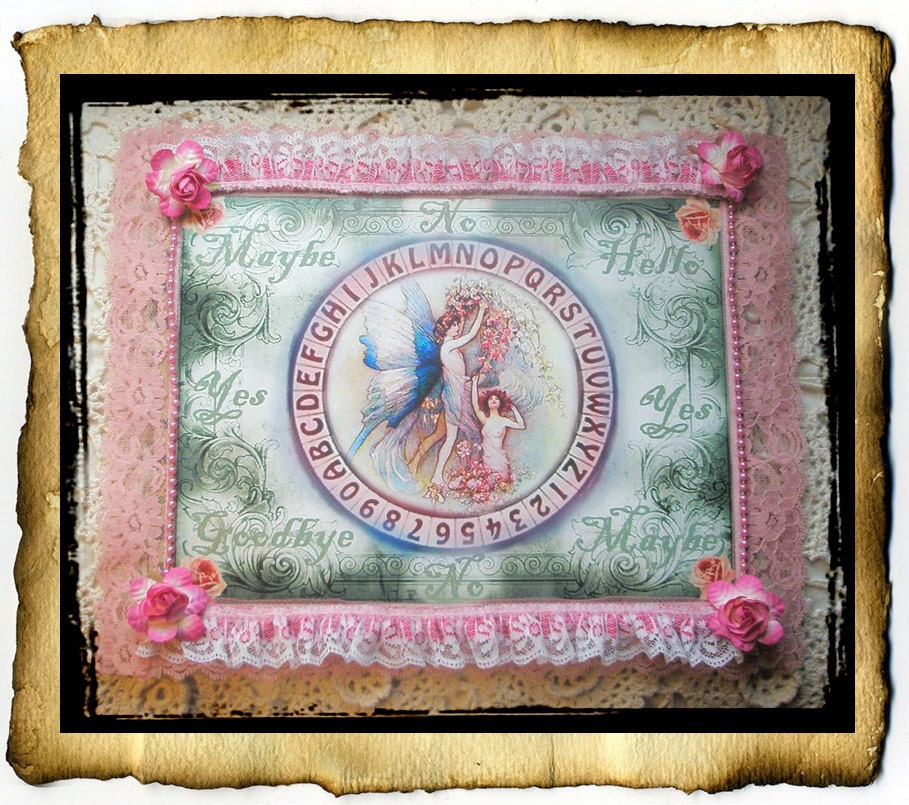 Fairy Magick Pendulum Board - One of a kind w/ vintage lace