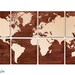 Large World Map Wall Art on Dark Wood Grain Panels - 24x48 Great Gift Idea