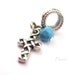 Cross bracelet charm sterling silver turquoise Christian European troll birthstone