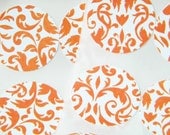 Orange Damask Party Theme Seals Stickers Set of 12