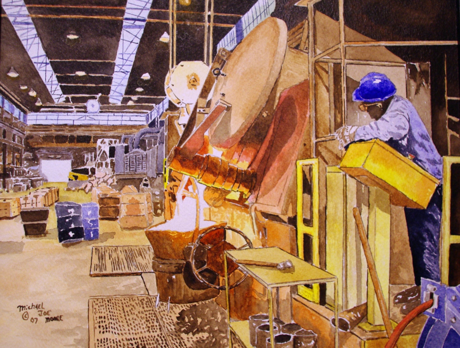 Hot Metal Print from the Original Watercolor by Michael Joe Moore