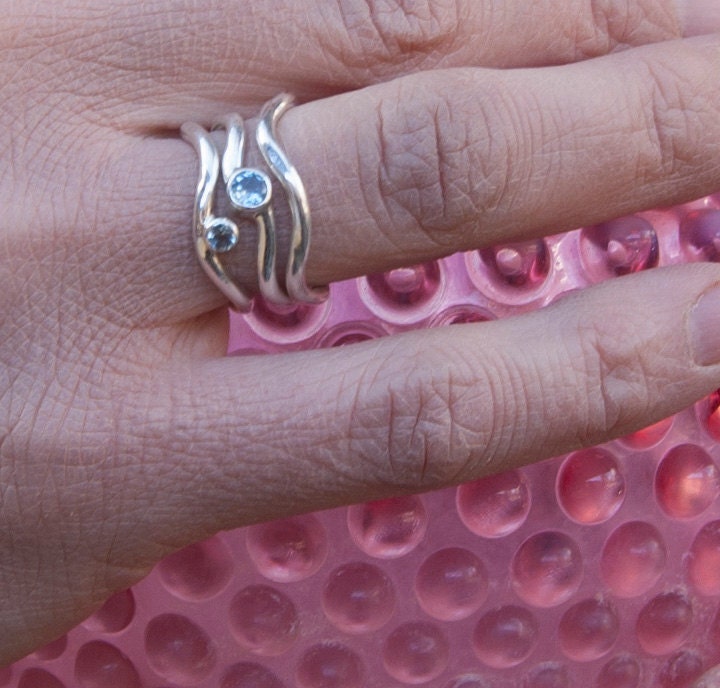 Stacking Wavy Ring with Aquamarine - Spring Bling