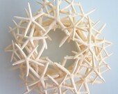 Beach Decor White Starfish Seashell Wreath - Shell Wreath for Nautical Decor