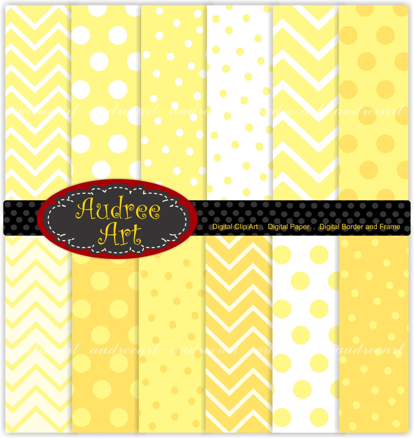 digital paper, digital printable paper background , kids party yellow paper , polkadots , chevron , - No 57 , yellow colour