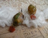 vintage assemblage earrings sweet petite chunky beads unique ooak simply shabby flea chic simple