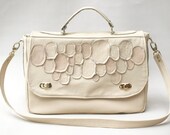 Pebble Beach Bag, Leather Tote, Briefcase, Laptop Bag, Summer Purse, Messenger Purse, Buttercream Leather bag  //