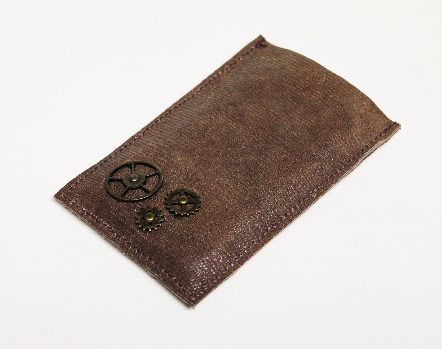Leather Iphone Sleeve Case Snakeskin Mahogany Gears