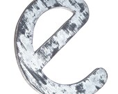 DISTRESSED LETTER E, Silver Lettering, Wall Decor, Chic Office Decor, Initials. Wood