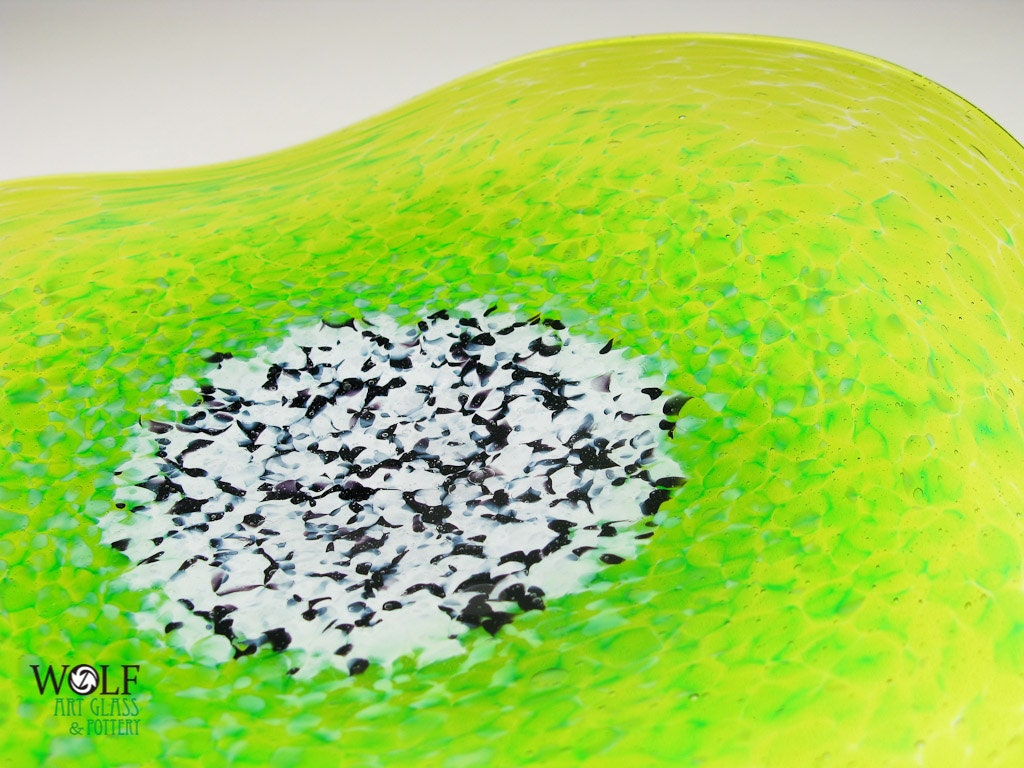 Blown Glass Wall Art Lime Green Poppy Wall Hanging