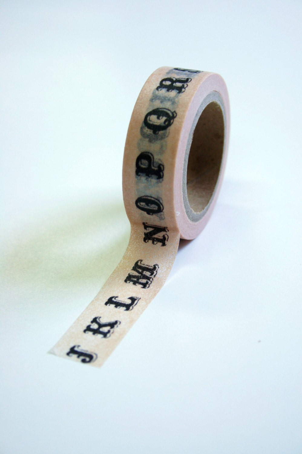 Washi Tape - 15mm - Vintage Alphabet on Blush Pink - Deco Paper Tape No. 594