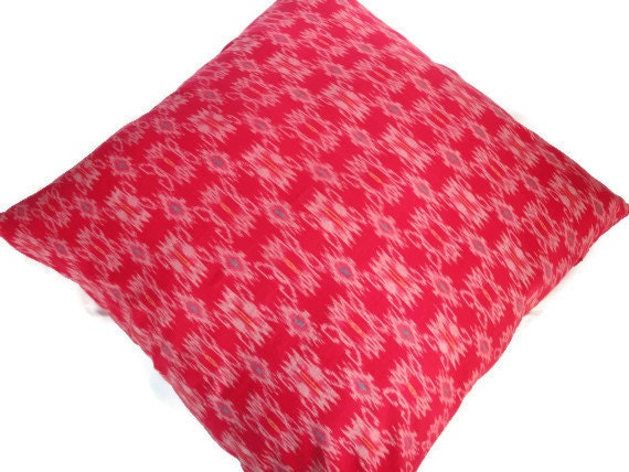 Ikat, Floor Pillow, Floor Cushion, 30"x30" (76cmx76cm), Pink