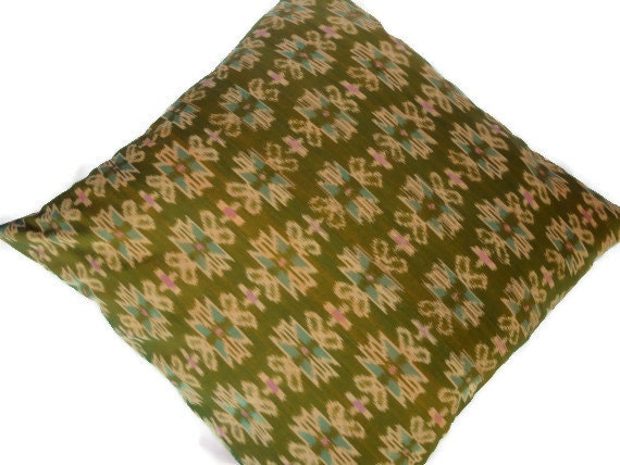 Ikat Floor Pillow, 30"x30" (76cmx76cm), Green