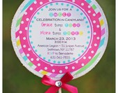15 DELUXE GLITTER Candyland Lollipop Birthday Invitations by Palm Beach Polkadots