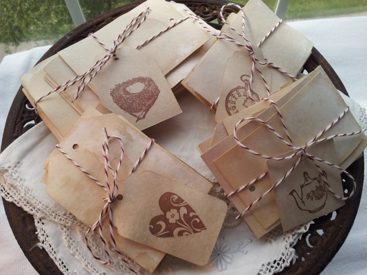SALE Coffee Stained Blank Tags Set of 100