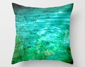 Turquoise Dream . Throw Pillow . Home Decor . Decoration . Elegant . Romantic . Water . Poem . Green . Ripples