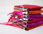 ORANGE  suede Leather  Clutch 5 inch, coin purse, every day purse