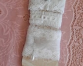 Inspiration tag with vintage trims and fancy straight pins