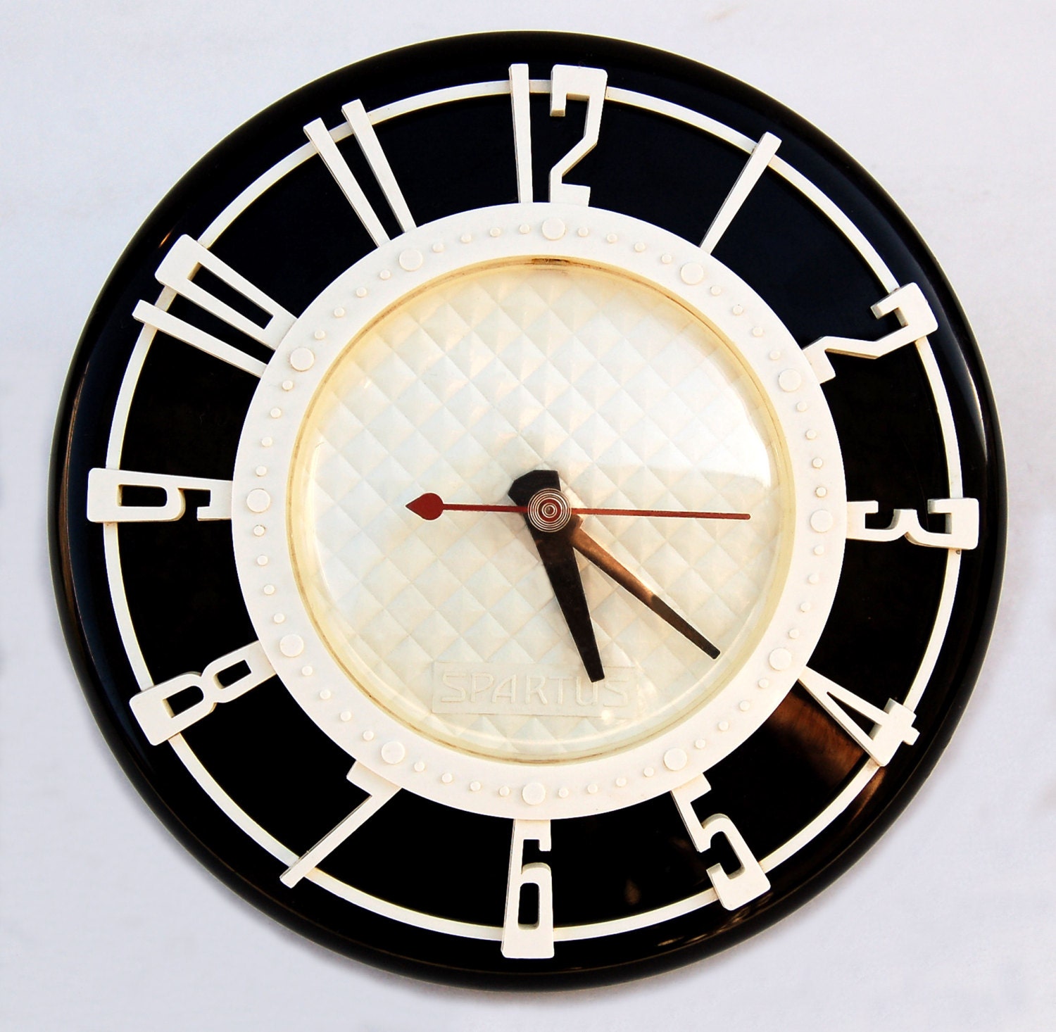 1950 Black White SPARTUS Retro Wall Clock