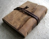Leather Journal, distressed brown, rugged, handmade rustic journal by Dancing Grey Studio on Etsy