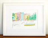 Amsterdam Across the canal - A4 cityscape Print