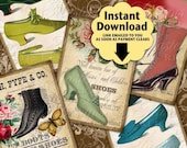 Old Fashioned Shoes / Victorian / Advertisements / ACEO Tags - Instant Download and Print Digital Sheet