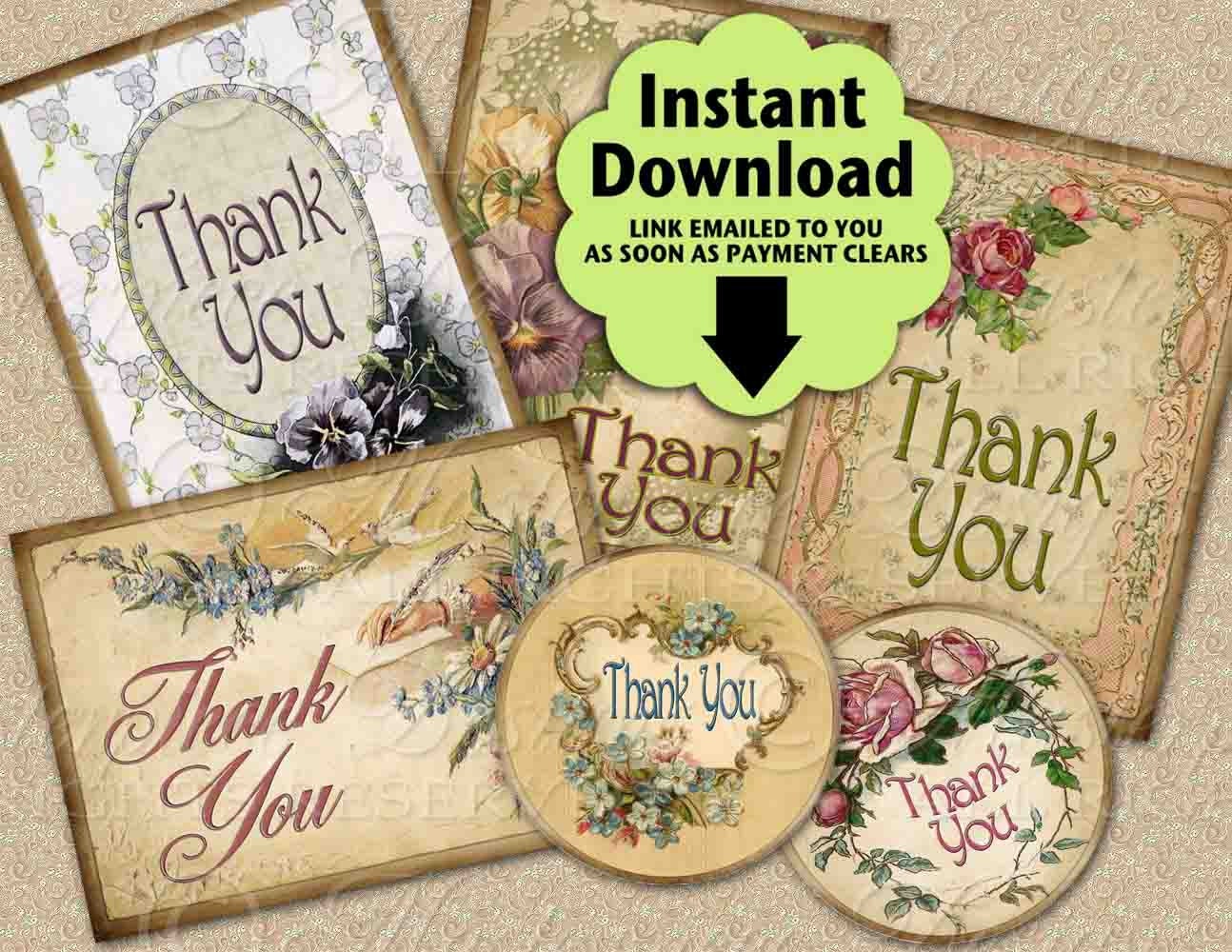 Thank You Tags / Hang Tags - Mixed 2.5"x3.5" Rectangle and 2.5" Round designs / Instant Download and Print Digital Sheet