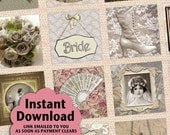 I Thee Wed Vintage / Wedding / Bride - INSTANT DOWNLOAD 1x1 Inch Square Tiles Digital JPG Collage Sheet